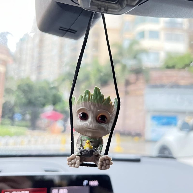 WYJS Car Hanging Accessories,Swing Smile Little Tree Man Car Mirror Hanging Accessories,car Decoration Charm Pendant,Car Mirror Suspension Decoration,car Charm Decoration, Lanyard: Adjustable Length - Image 3